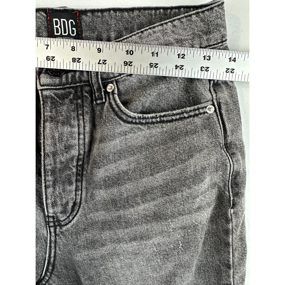 BDG Slim Straight Jeans 27 Black Distressed Ripped High Rise Grunge Streetwear - Picture 6 of 14